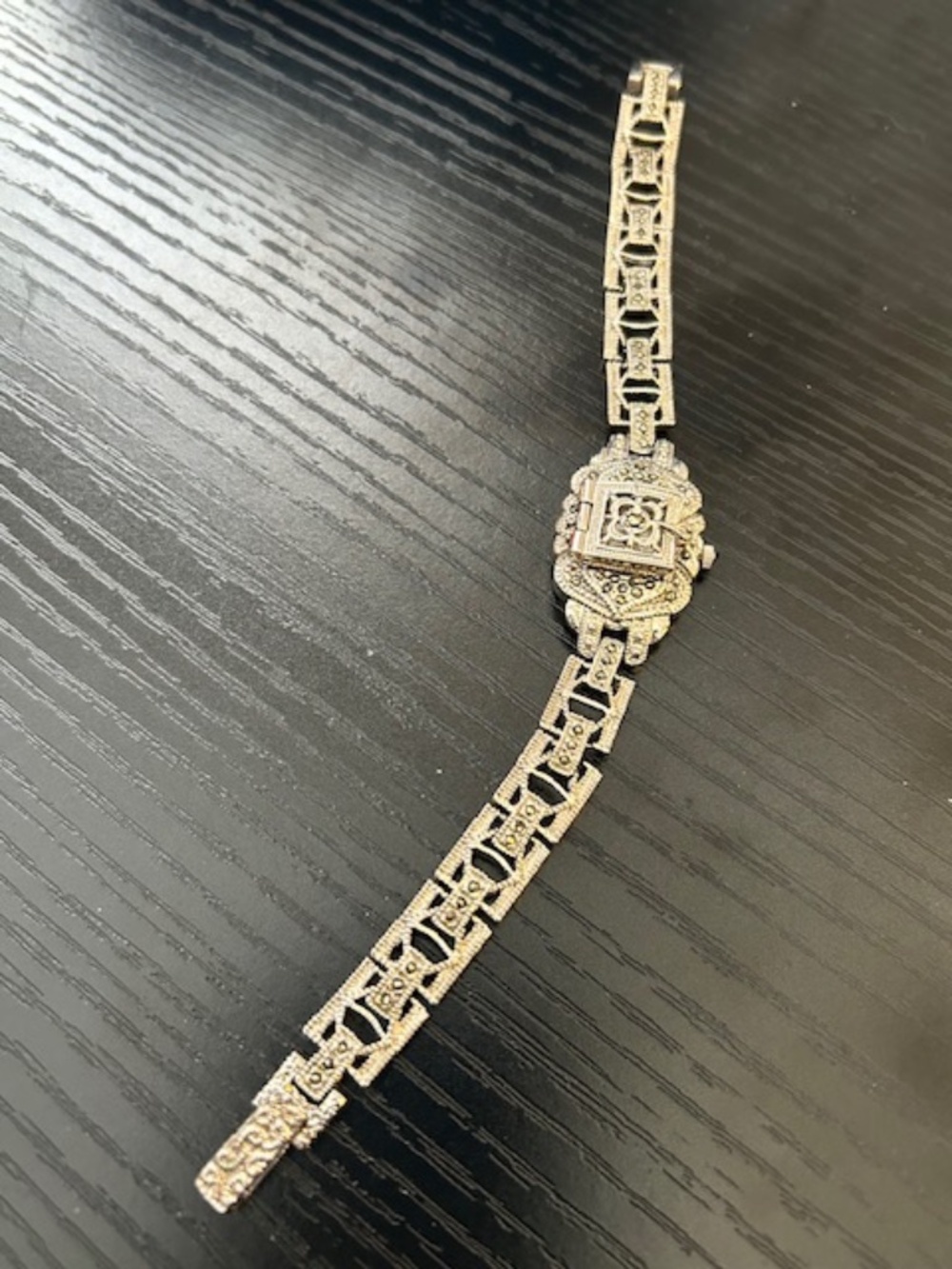 Pieve Nicol Marcasite Embellished Watch Marcasite/Silvertone 6" Band